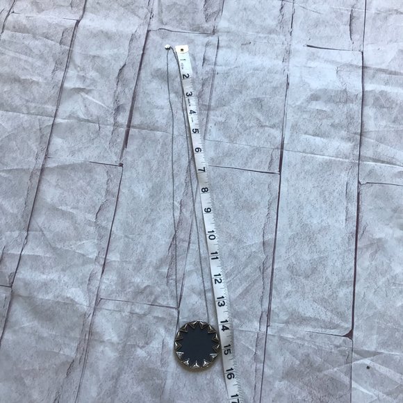 House of Harlow 1960 Leather Sunburst Long Necklace Silver Tone Big Pendant - Picture 6 of 11